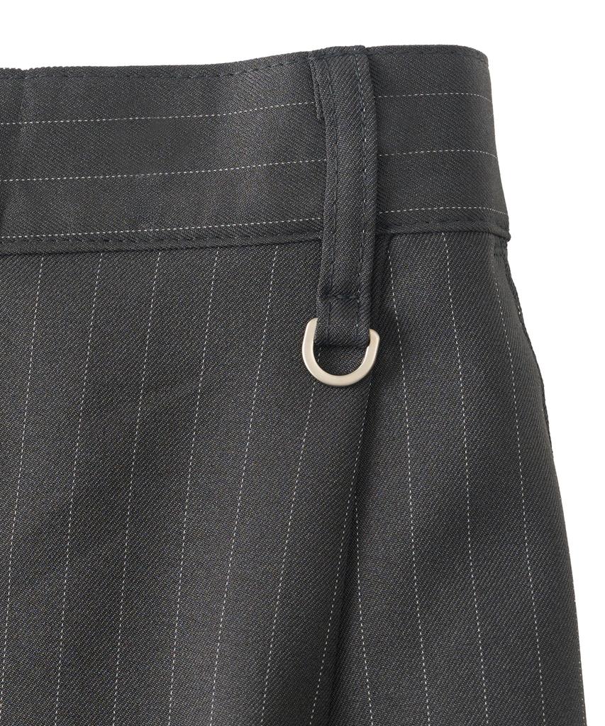 ANALOG MOOD Striped Back-Banded Wide Slacks (Charcoal)