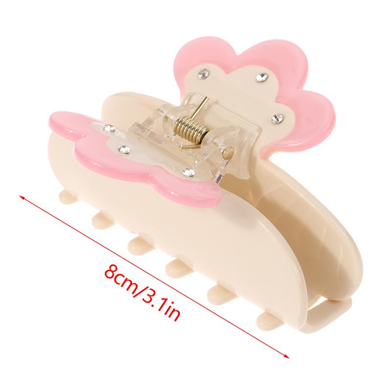 Sweet Acetate Pink Bowknot Pattern Hair Clip Claw Versatile Diamond Hair Accessories For Women Girls