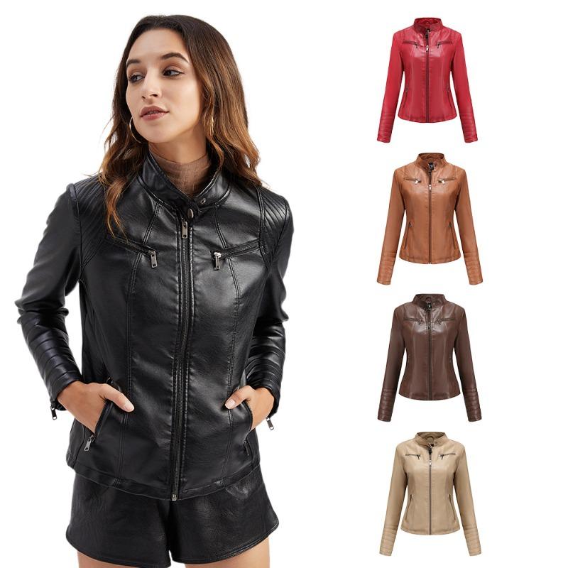 New women's leather jacket women's spring and autumn thin locomotive clothing leather jacket short fashion women's jacket