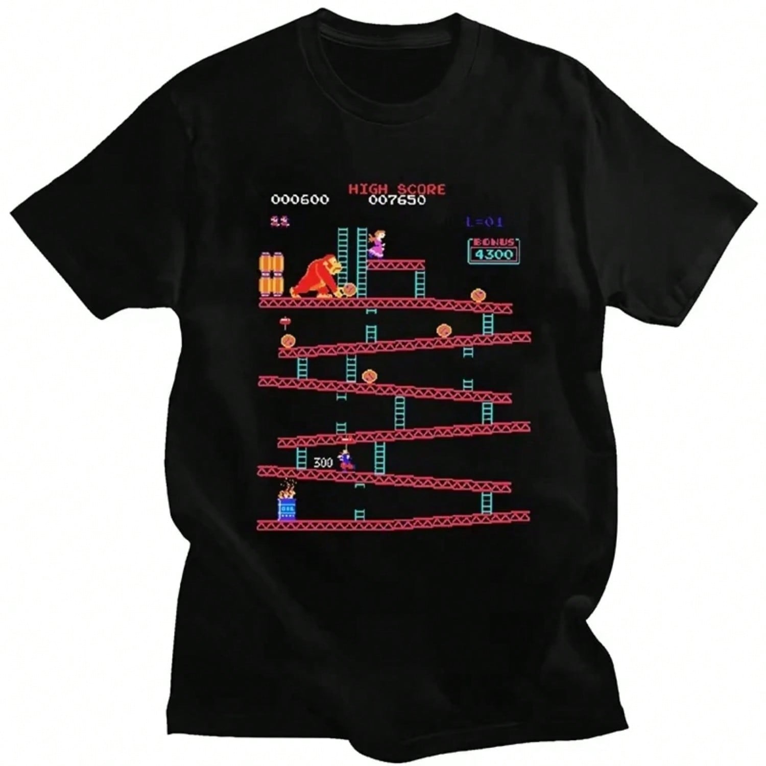 2025 New Fun Donkey Kong T-Shirt unisex s Wounisex s Printed T-Shirt Cotton T-Shirt Short Sleeve T-Shirt Street Wear S разноцветный