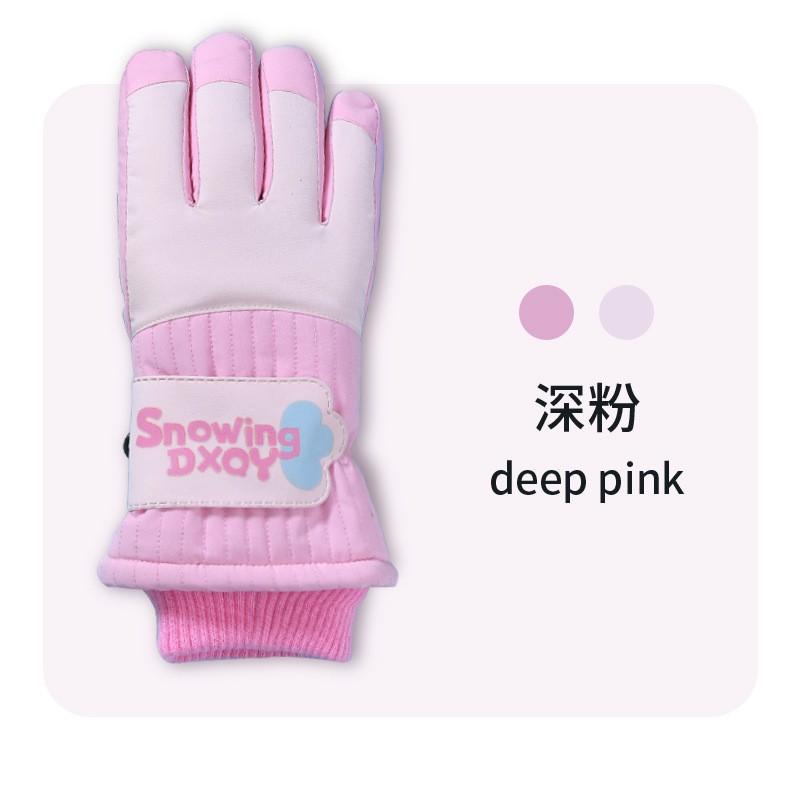 Kids Ski Gloves With Cartoon Space Print Warm Fleece Lined Touchscreen Windproof Winter Mittens Boys Girls