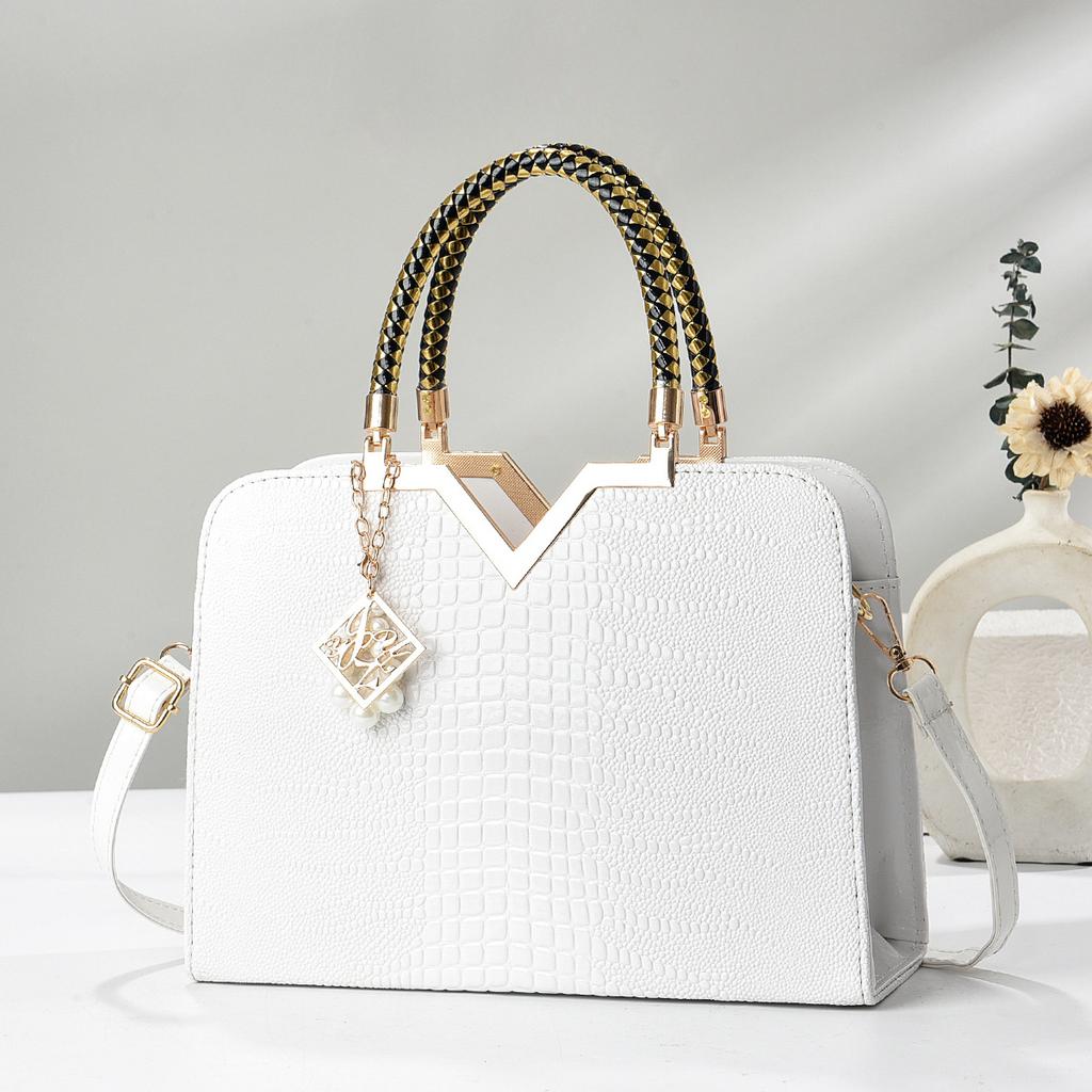 Handbag crocodile pattern bright leather shoulder messenger bag women's bag quality