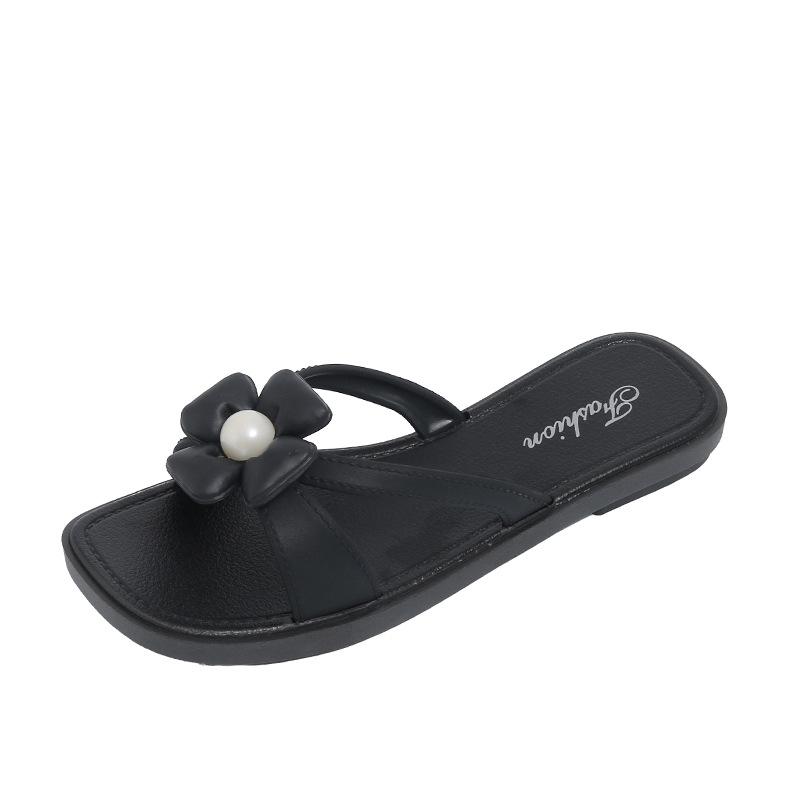 Pearl Shoes Are Versatile Women's Beach Flat Anti-slip Outerwear Student Fashion Flip-flops