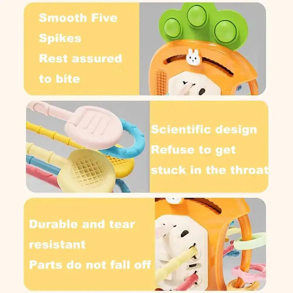 Montessori Pull String Toys Cute Rabbit Radish Babies Sensory Toys Teethers Developmental Fine Motor Skills Toys Baby Gifts