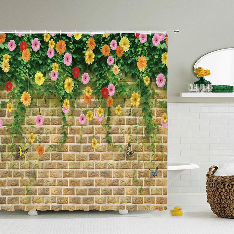 

Flower Landscape Lavender Shower Curtains Bathroom Decor Bath Purple Curtains Waterproof Polyester Fabric 12 Hooks Set Mat W60H190(CM)-1 Pcs