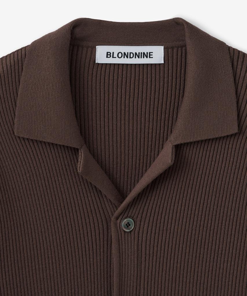Blond9 Ribbed Collar Cardigan_Brown