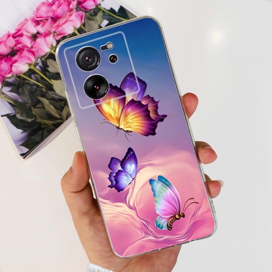 For Xiaomi 13T Pro Case Fashion Flowers Shockproof Soft Silicon Protector Clear Coque For Xiaomi 13T Phone Cases Mi 13TPro Funda