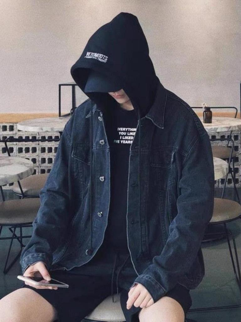 Men's Trendy Korean-Style Denim Hooded Jacket - Fake Two-Piece Autumn Top