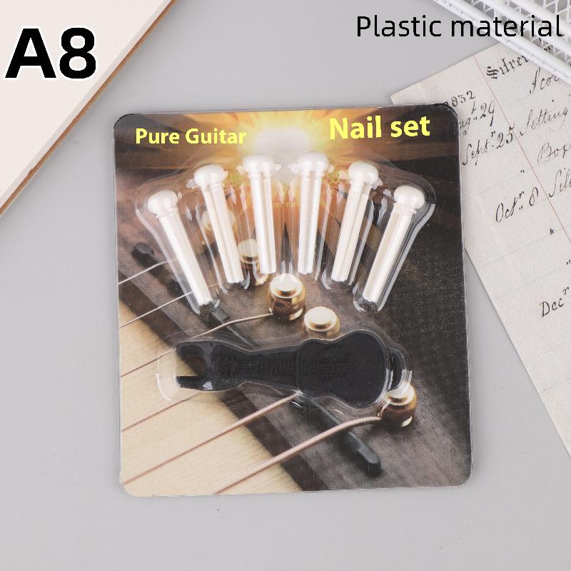 6Pcs Guitar Strings Nail Metal Acoustic Guitar Bridge Pins Brass Fixed Cone Pins String Nut Nails For Guitar Parts Replacement