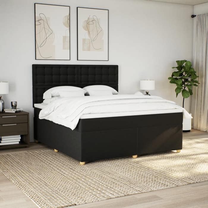 VidaXL Slat Bed Base with Mattress Black 180x200 Cm Fabric 3291375