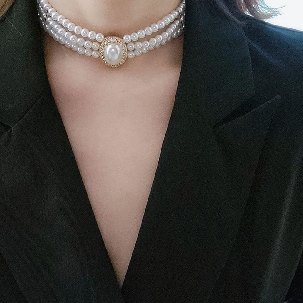Jewelry Accessories Retro Pearl Necklace Clavicle Chain Pearl Choker Pearl Pendant  Wedding Bride