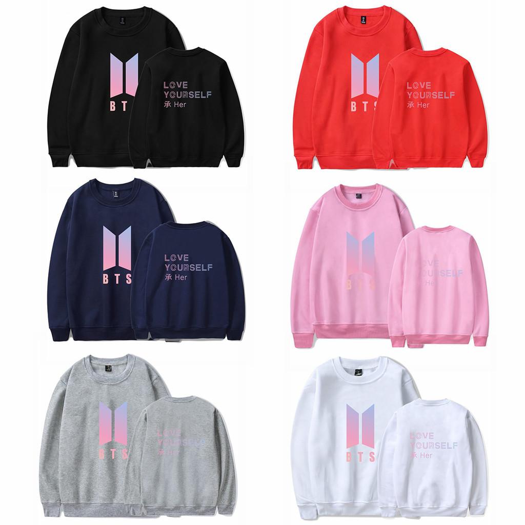 BTS-Sweatshirt mit Printmuster und Fleecefutter für jugendliche Fans