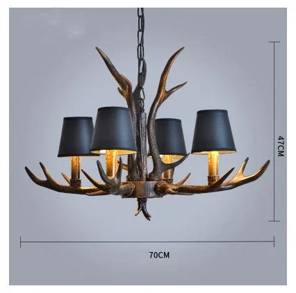 Retro Style Antler Resin With Lampshade Chandelier For Living Room Dining Room Sweep Gold Spray Paint Indoor Modern Home Decor