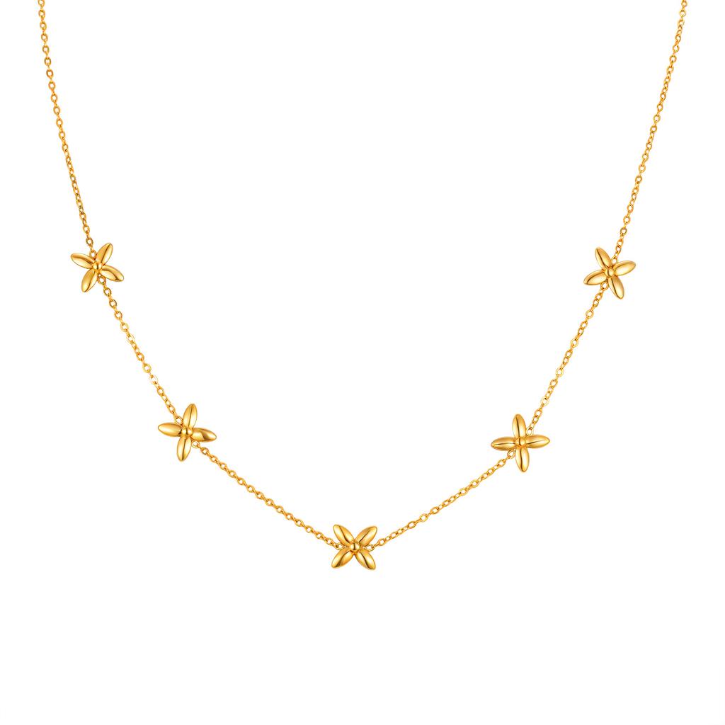 Vnox Multiple Styles Stainless Steel Necklace For Women, Heart Flower Star 18K Gold Plated Choker Accessories Charms Jewelry