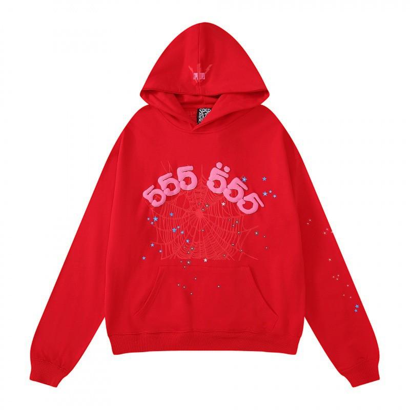 Sp5der Hoodie Unisex Oversized Cotton Pullover With Foil Letter Print Streetwear Sweatshirt Teens