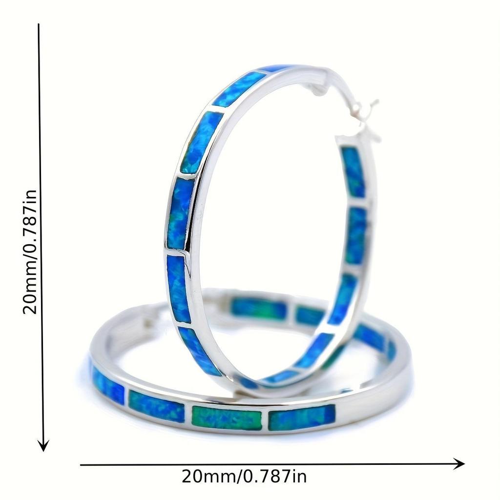 Chenrui Heißverkaufende Blaue Opal Runde Ohrringe – Europäische & Amerikanische Mode, Unisex, Neuer Stil