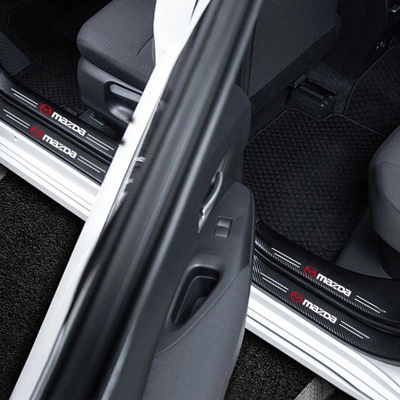 Universal 3D Carbon Fiber Car Door Sill Protector Stickers For Mazda 3 6 CX5 2 CX3 CX9 MX5 RX8 Axela Demio Atenza MS