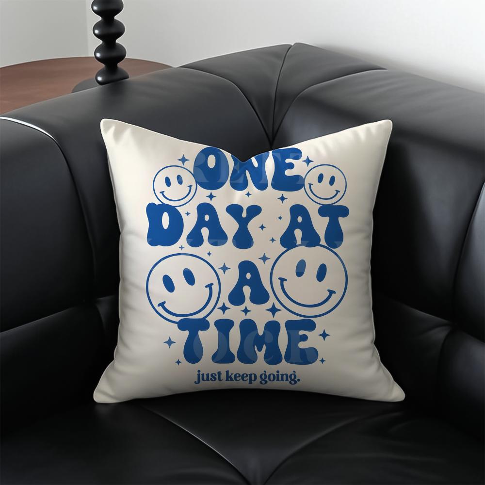 H-Healing Text Cushion Cover Pillow Case Anti-Dustmite Invisible Zipper Silky Plush Cushion