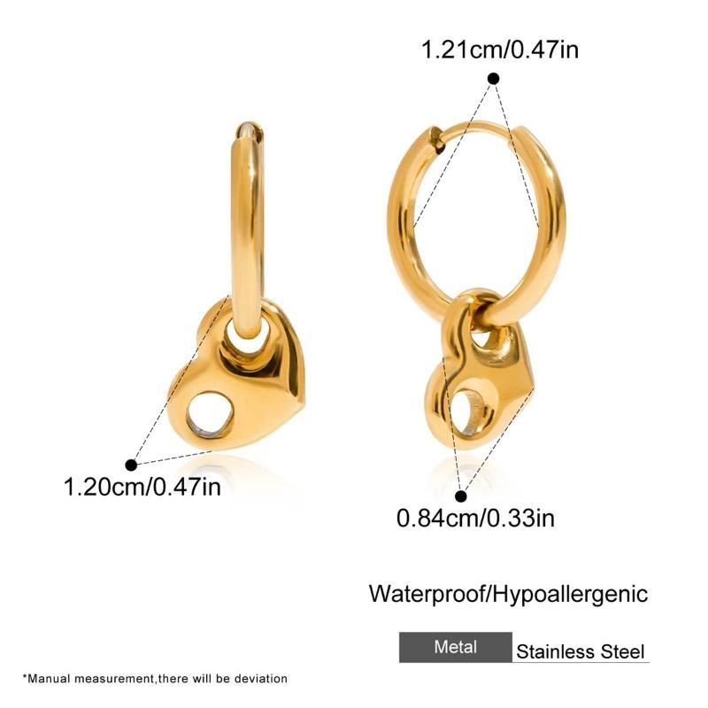 Minimalist Classic Stainless Steel Two Tone Heart Button Bracelet Necklace Earrings Stackable Round Button Bracelet Jewelry as the picture