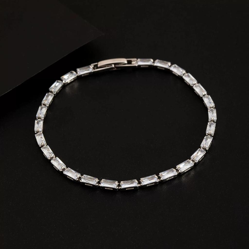 Luxury Copper Crystal Tennis Bracelet with Zircon Inlay - Women's High-End Jewelry