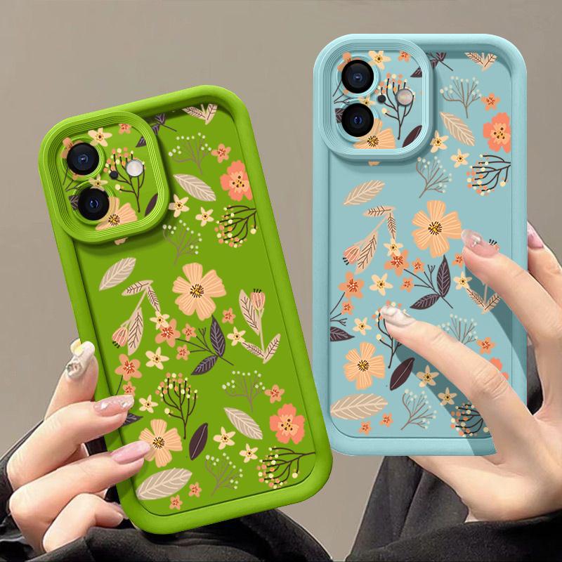 For iPhone 17 Pro Max 17 Air 16 15 14 13 Cover Floral Patterned Shockproof Solid Color Soft Phone Case