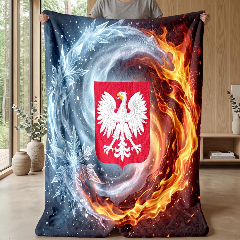 Poland Football Printed Flannel Blanket Skin Friendly Warm Decorative Throw for Indoor Couch Bed Daily Use