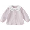 DAVE&BELLA Girls' Spring Embroidered Doll Collar Shirt