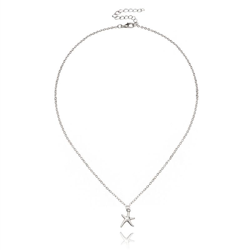 

New women s alloy star collarbone chain jewelry direct supply, simple personality starfish pendant necklace срібний