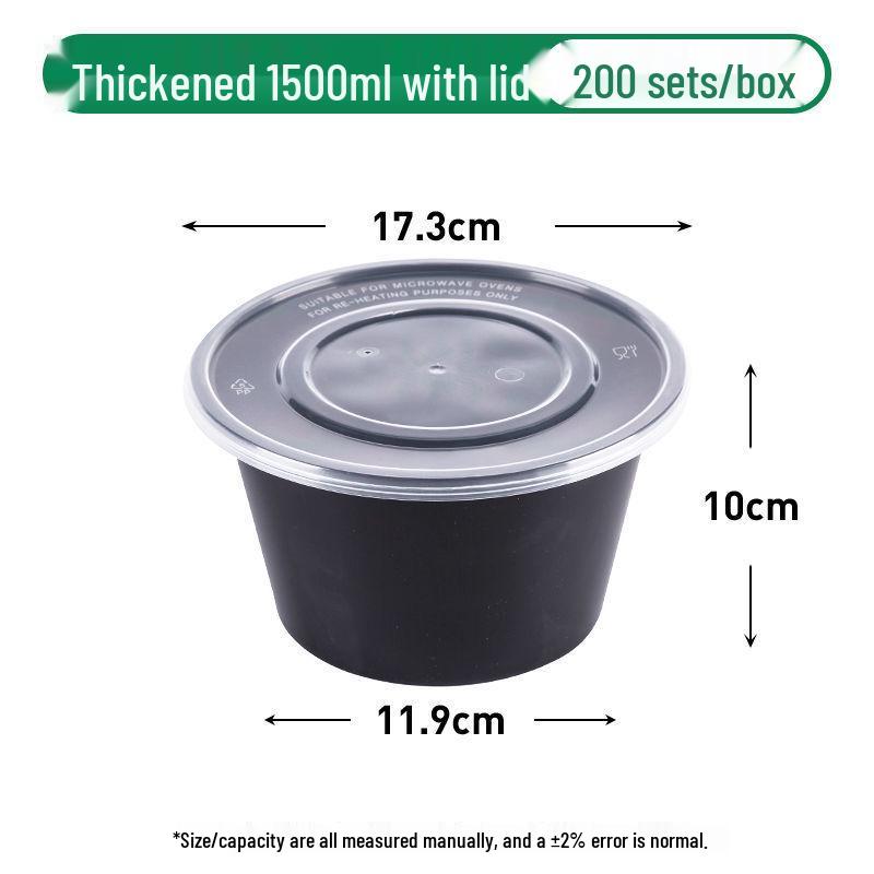 Black Round Disposable Food Containers: Thickened Soup and Fast Food Bowls