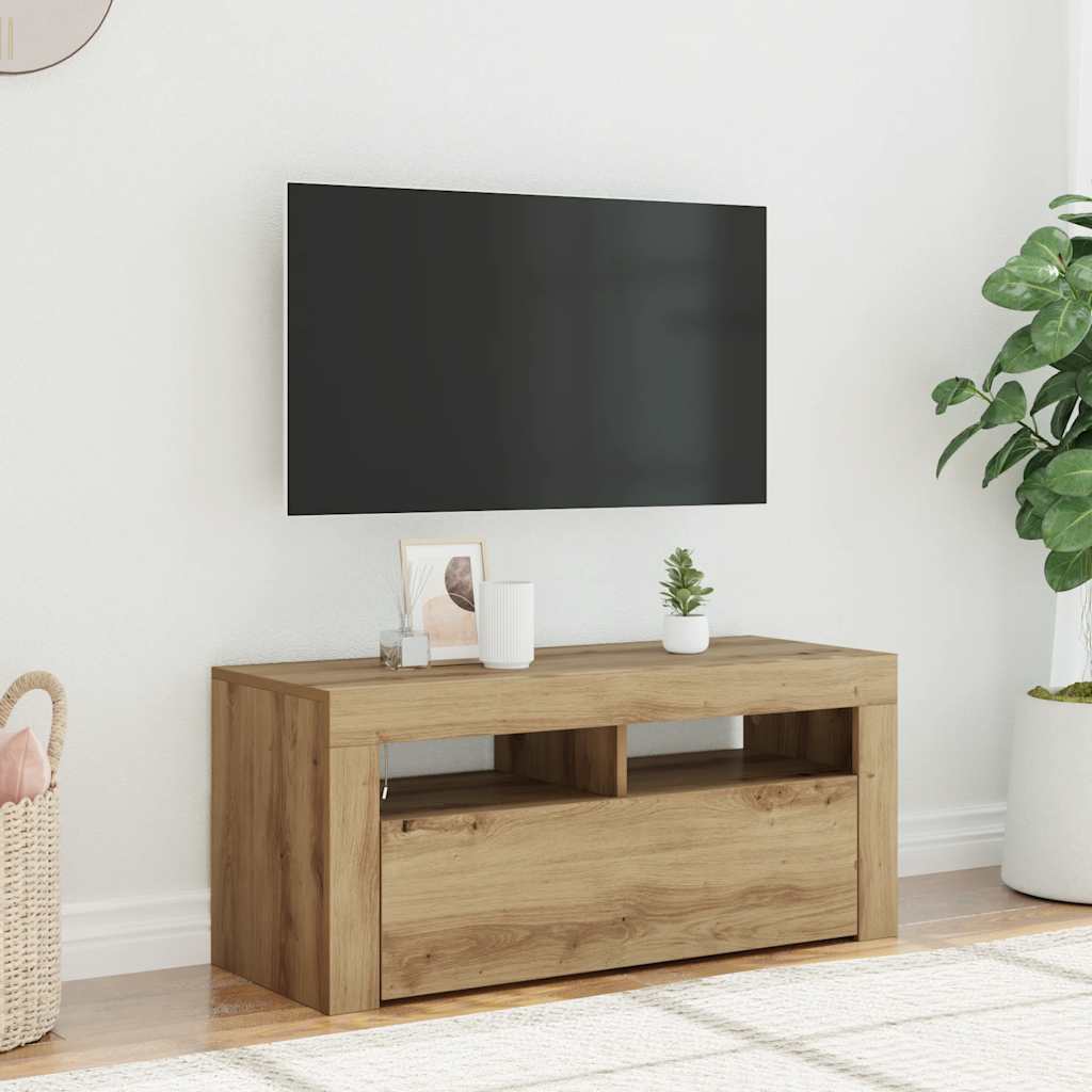 Vidaxl TV-Schrank mit LED-Beleuchtung, Artisan-Eiche, 90x35x40 cm
