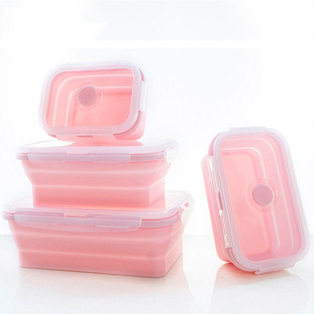 Rectangle Lunch Box Microwavable Food Storage Box Collapsible Silicone Food Container Camping