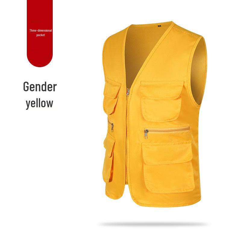 Custom Logo Multi-Pocket Reflective Safety Vest for Photography, Volunteers, and Construction