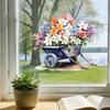 Einkaufswagen Blumen Fensteraufkleber Nicht haftender Fenstersticker Wasserdicht Statisch haftend Abnehmbarer Aufkleber für Wände Türen Fenster Badezimmer Schlafzimmer Heimdekoration