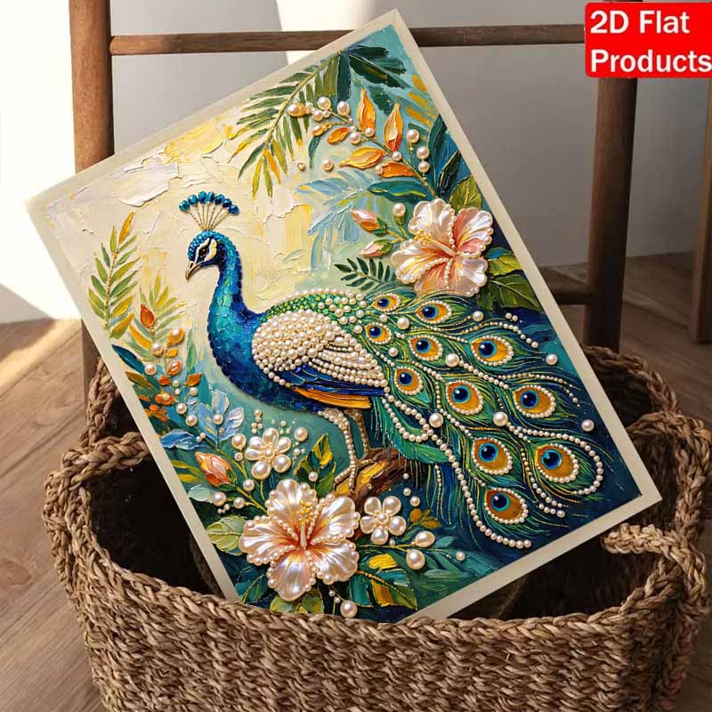 Frameless DIY Pearl Bead Painting Kit Peacock Pattern Creative Relaxing Craft Canvas Home Decor Adult Gift