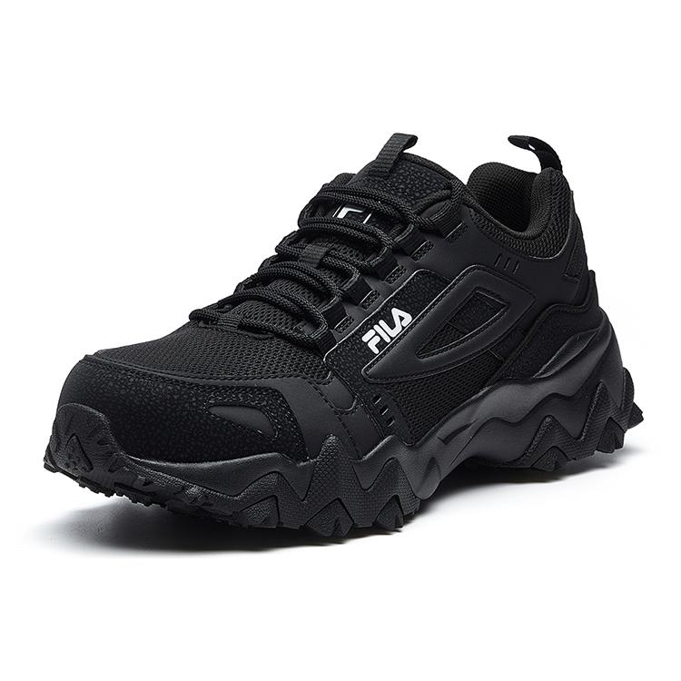 FILA Oakmont Textile, Synthetic Leather Lace Up Abrasion Resistant Low top Chunky Sneakers Men's Black F12M031111FBK