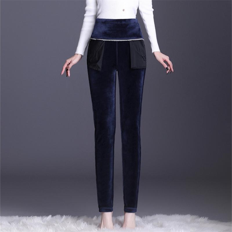 Autumn Winter Skinny Jeans Women High Waist Plus Velvet Stretch Denim Trousers Vintage Korean Patchwork Thick Pencil Pants Warm