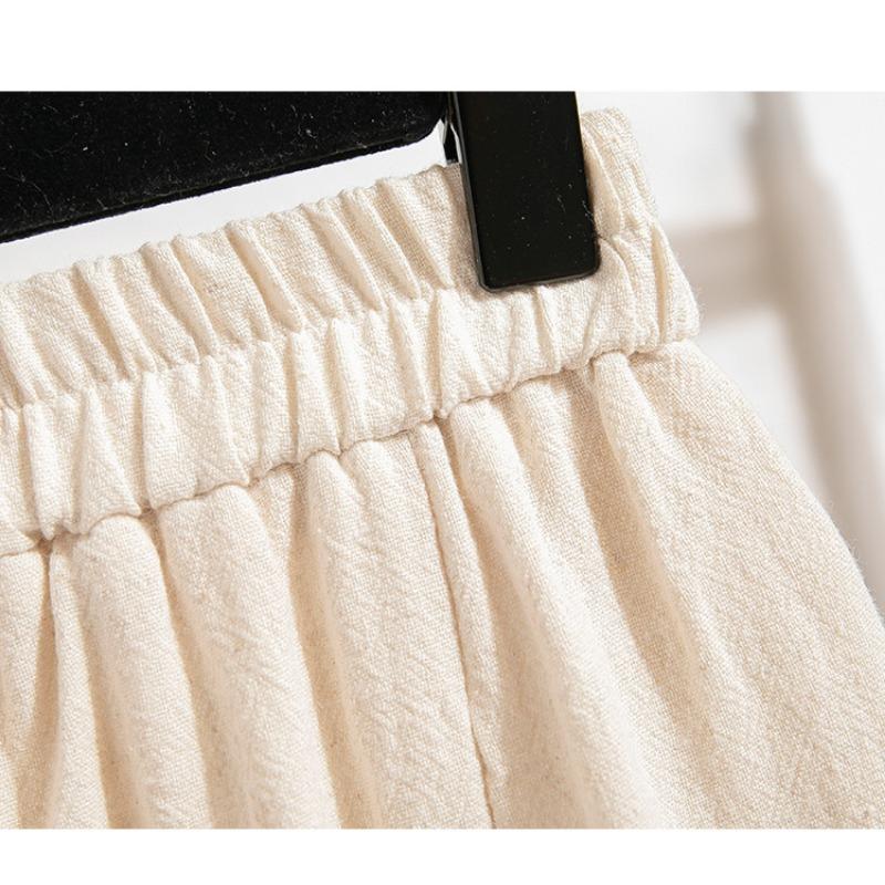 Kalhoty větší velikosti Dámské kalhoty Vintage plátěné Ležérní kalhoty Literární vázanka Pružný pas Harlekýnové kalhoty