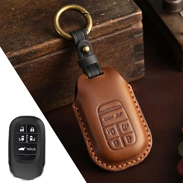 for Honda STEPWGN RP6/RP7/RP8 Odyssey Freed Elysion 2023 2024 Remote Leather Car Fob Key Cover Case Holder Keychain Accessories