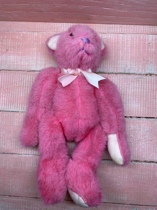 [USED] Ashiya Kumaya Teddy Bear Pink Bear Vintage