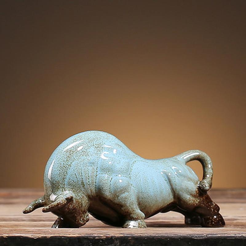 

Керамический Буйвол Кунг-фу Чайный питомец Пуэр, Фарфоровые Маленькие Фэн-шуй Украшения, Дом, Офис, Рабочий стол, Декор ручной работы