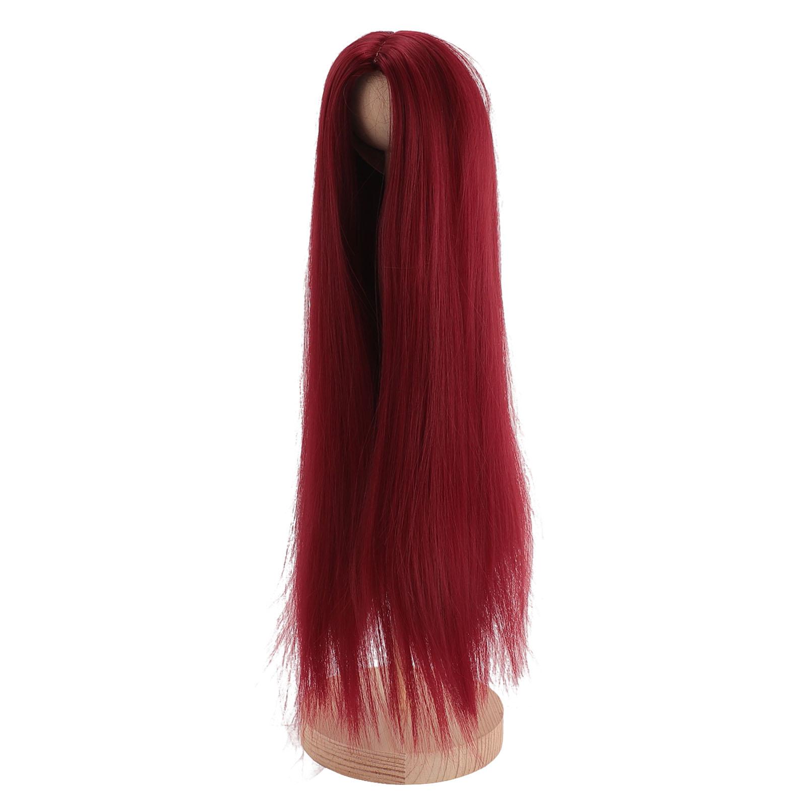 

Кукольный парик профессиональный, сделанный своими руками, мягкий, термостойкий, средняя часть, длинный прямой кукольный парик для бордовый