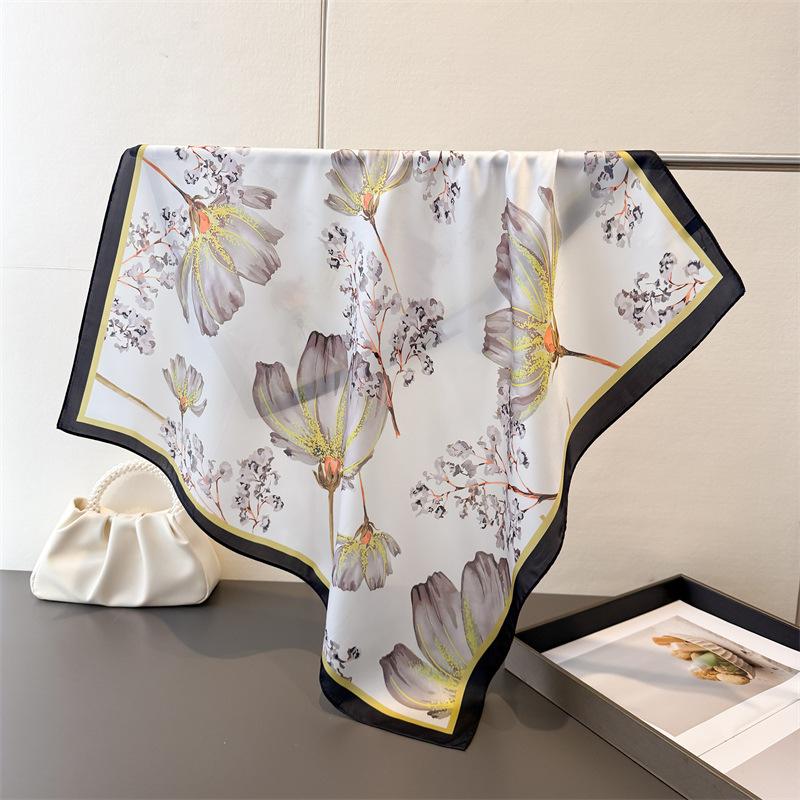 Fashion 70cm Square Scarves Women's Silk Scarf Spring and Summer Bandana Small Neckties Hairbands Bags Foulard Shawl