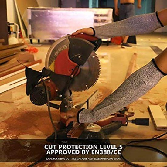 1 Paar (Grau) Schnittfeste Ärmel – Kevlar-Ärmel, 45 cm, Armschutz, Schutz der Stufe 5