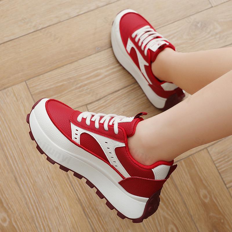 Women's Vulcanized Shoes  Autumn New Comfort Outdoor Non Slip Platform Sneakers Height Increase Fashion Lace Up Casual Shoes