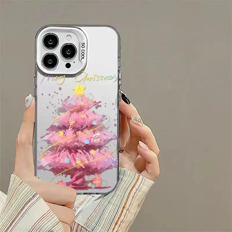 New Christmas Tree New Year Gift Phone Case For iPhone 15 14 11 12 13 Pro Max X XS XR 8 7 14 Plus Lens Protection Plating Cover