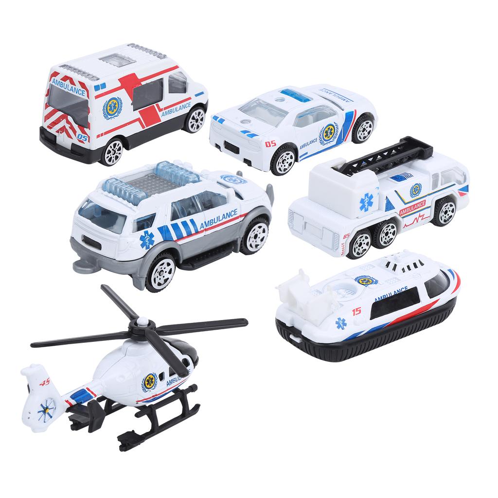 1:64 Alloy Car Toy Simulation Ambulance Vehicle Model Children Kid Car Model Toy6pcs Ambulance
