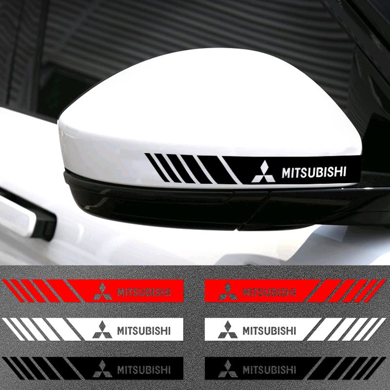 2pcs Car PVC Stripe Racing Strips Rear View Mirror Stickers For Mitsubishi Mirage G4 DV5