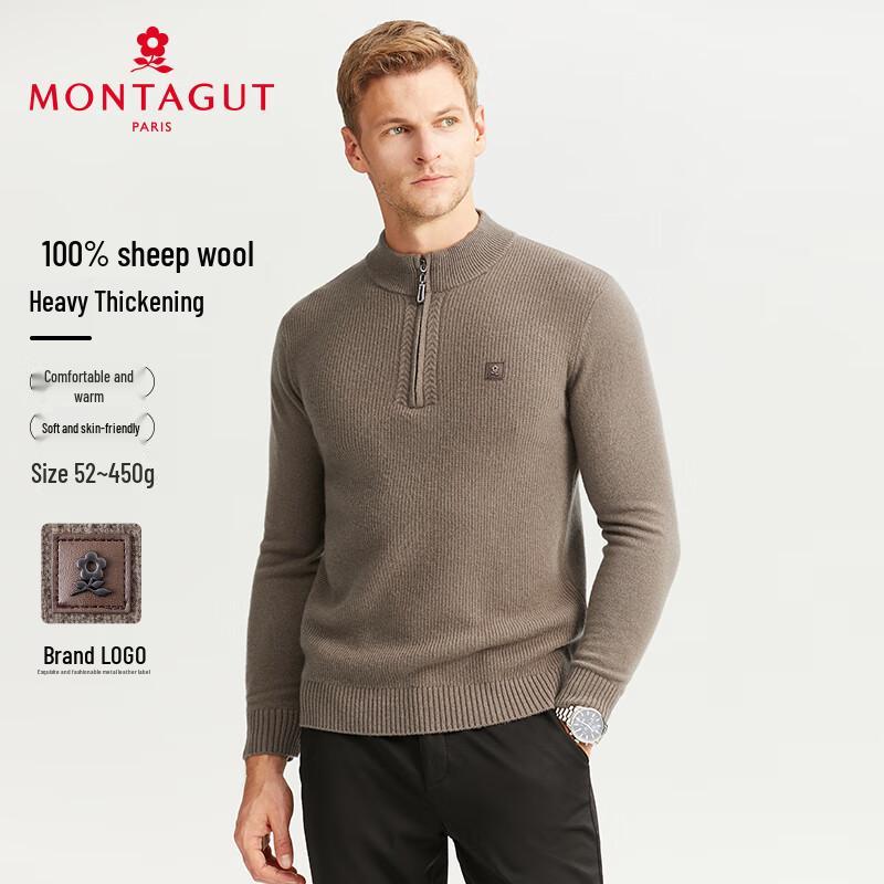 

MONTAGUT Men s Autumn/Winter Thickened Warm Semi-High Collar Wool Sweater L (50)