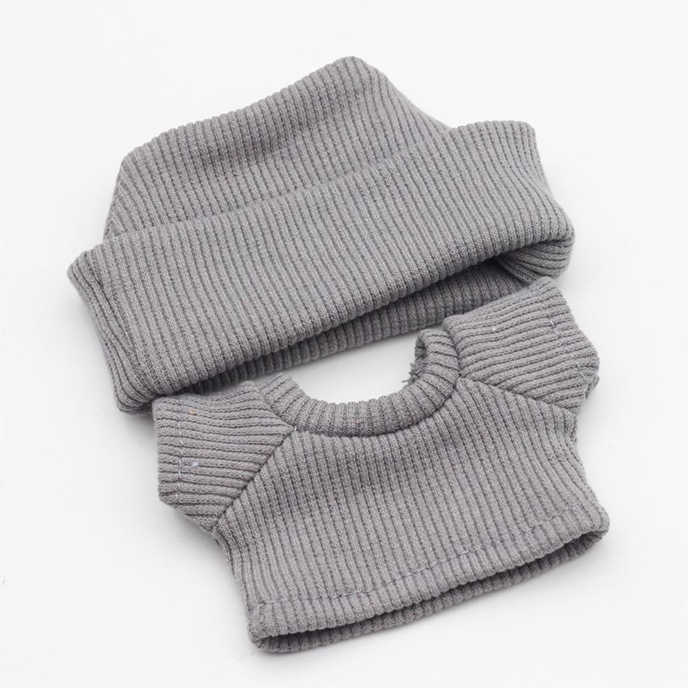 

Миниатюрный вязаный комплект: шапка с отворотом и футболка для кукол Лабубу 17 см. Милая одежда для кукол своими руками, модные аксессуары, очаровательный наряд, подарки для девочек, друзей. серый