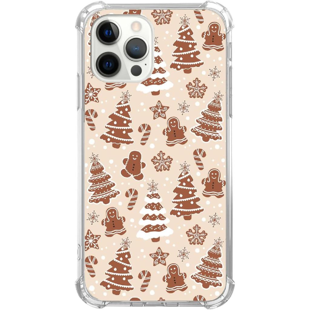 Brown Gingerbread Christmas Trees Case Compatible with iPhone 14 Pro, Cute Christmas Festival Case for iPhone 14 Pro, Cool TPU Bumper Phone Case